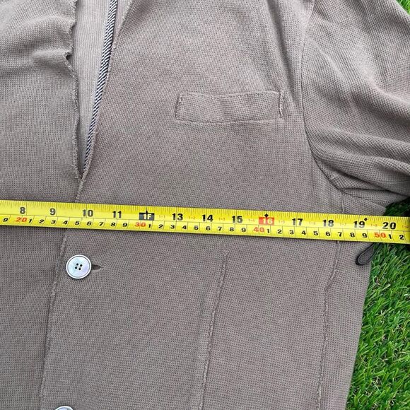 Harris Wharf London Tan cotton linen blend 2 button cardigan sweater size 48 - Picture 2 of 7